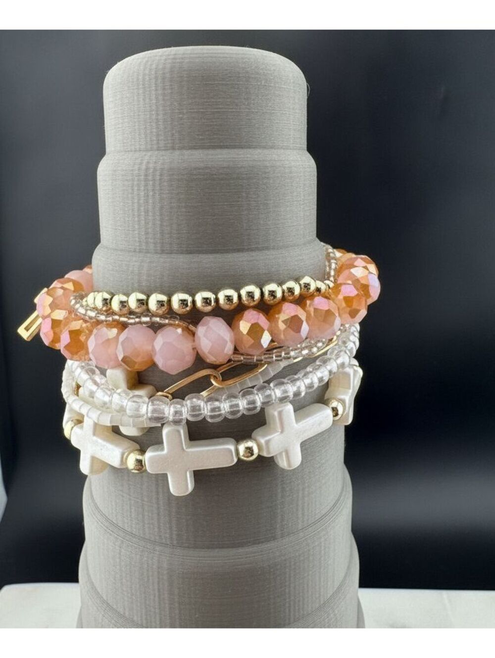 Rose Gold Cross Christian Stackable Bracelets